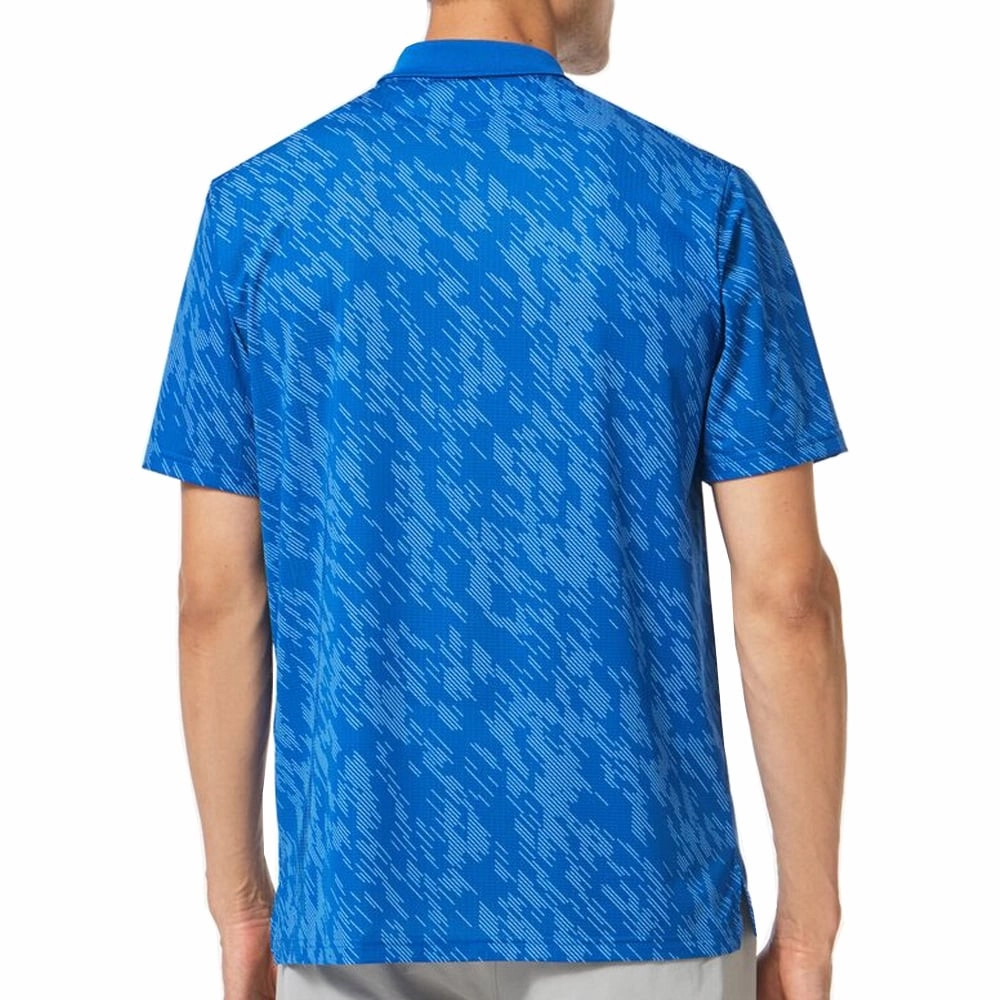 Oakley Contender Print Polo Shirt - Ozone On-the-Go Comfort Wicking Interlock Knit