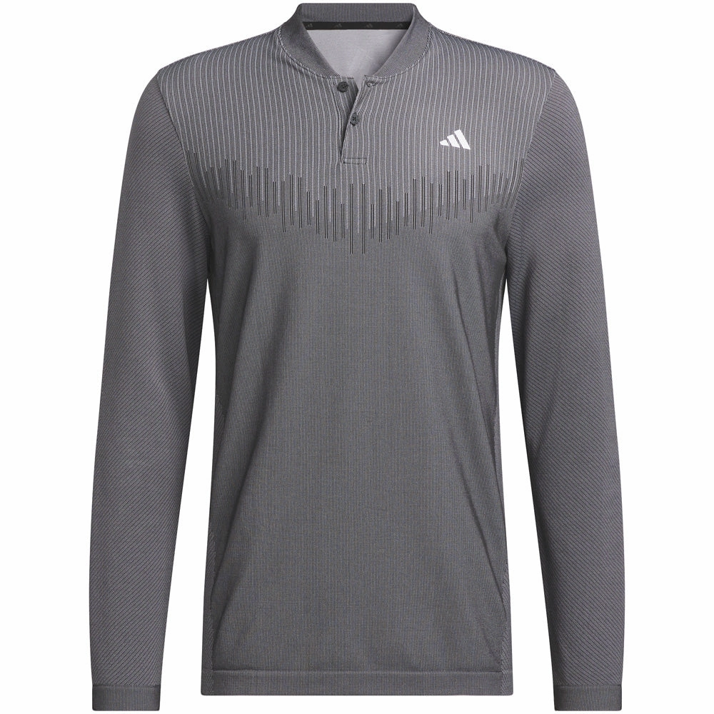 All-Season Comfort Wear adidas Ultimate365 Tour Primeknit Long Sleeve Polo Shirt - Black