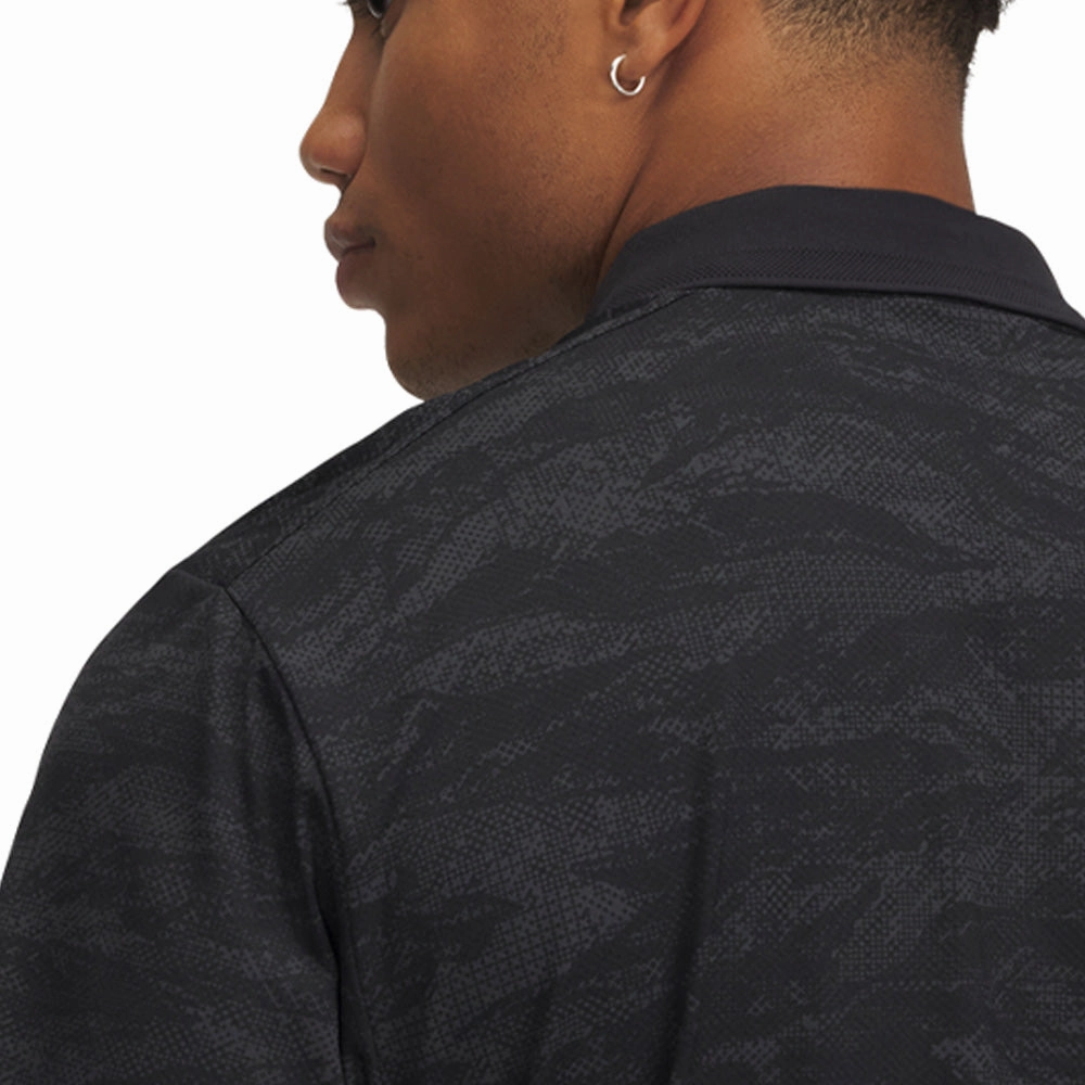 Ultra Soft Finish Under Armour Drive Chill Printed Polo Shirt - Black/Anthracite/Castlerock