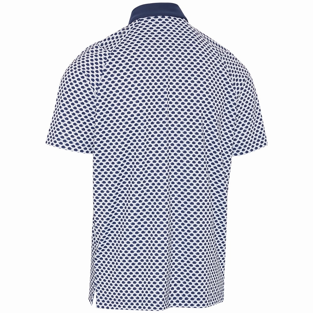 LayeringFriendly Sleek Fit Callaway All-Over Hedgehog Print Polo Shirt - Peacoat