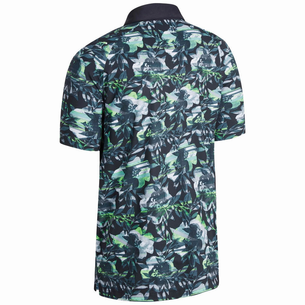 Ultra Soft Texture Callaway Floral Printed Polo Shirt - Caviar