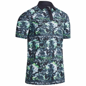 Relaxed Vibes Callaway Floral Printed Polo Shirt - Caviar