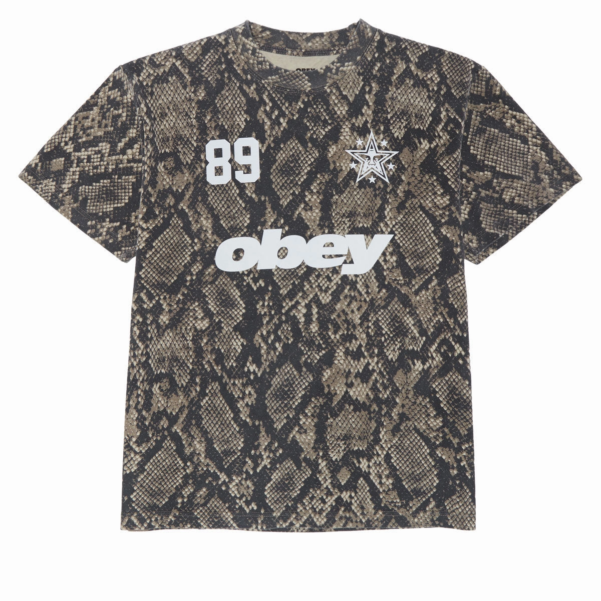 Obey Rewind T-Shirt - Vintage Rattlesnake Drop Shoulder Design Ultra Soft Texture