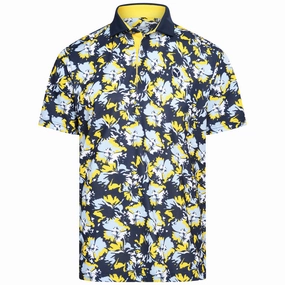Puma Pique Borrego Polo Shirt - LC - Deep Navy/Silver Sky Layered Sleeve Drop Shoulder Cut