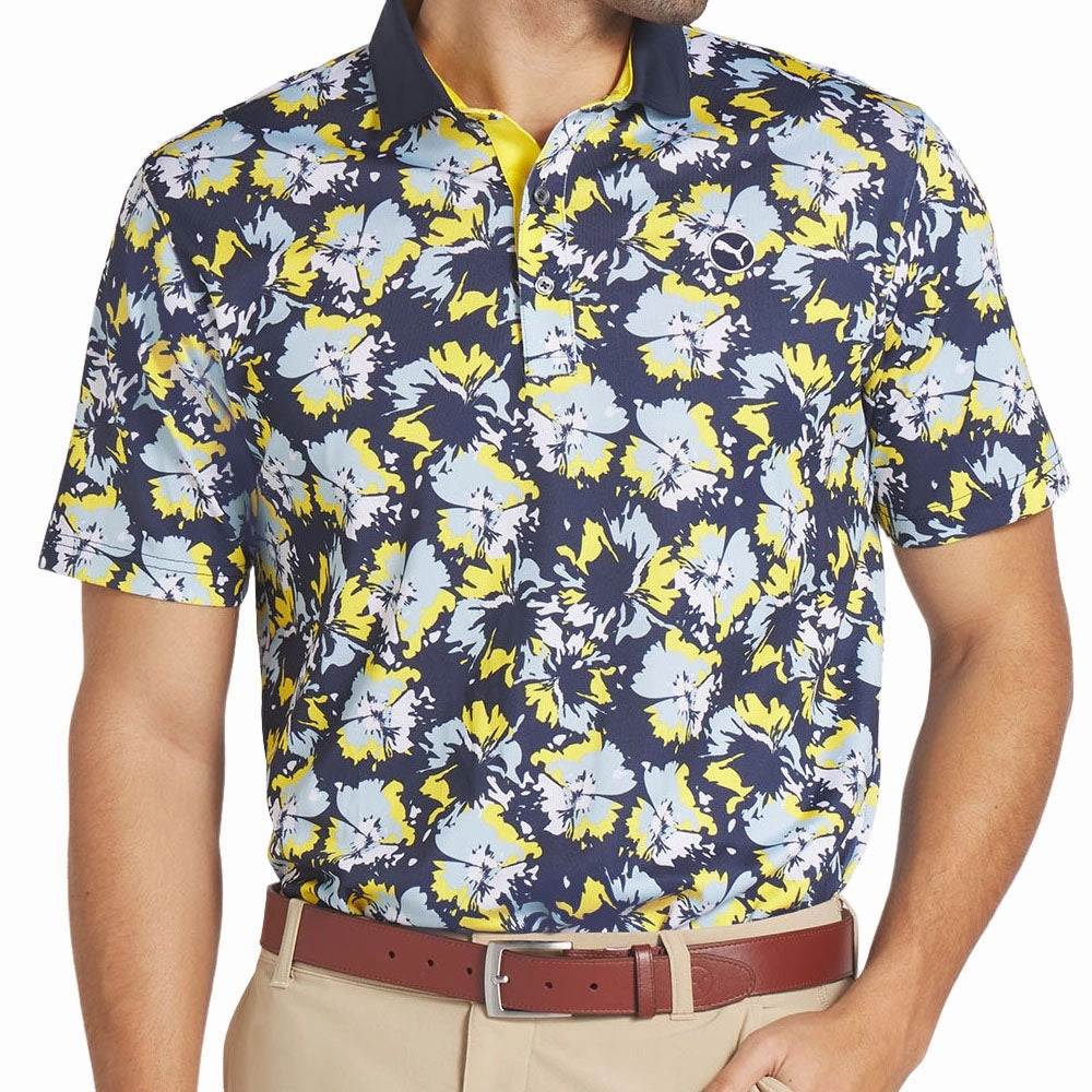 Lightweight Material Puma Pique Borrego Polo Shirt - LC - Deep Navy/Silver Sky