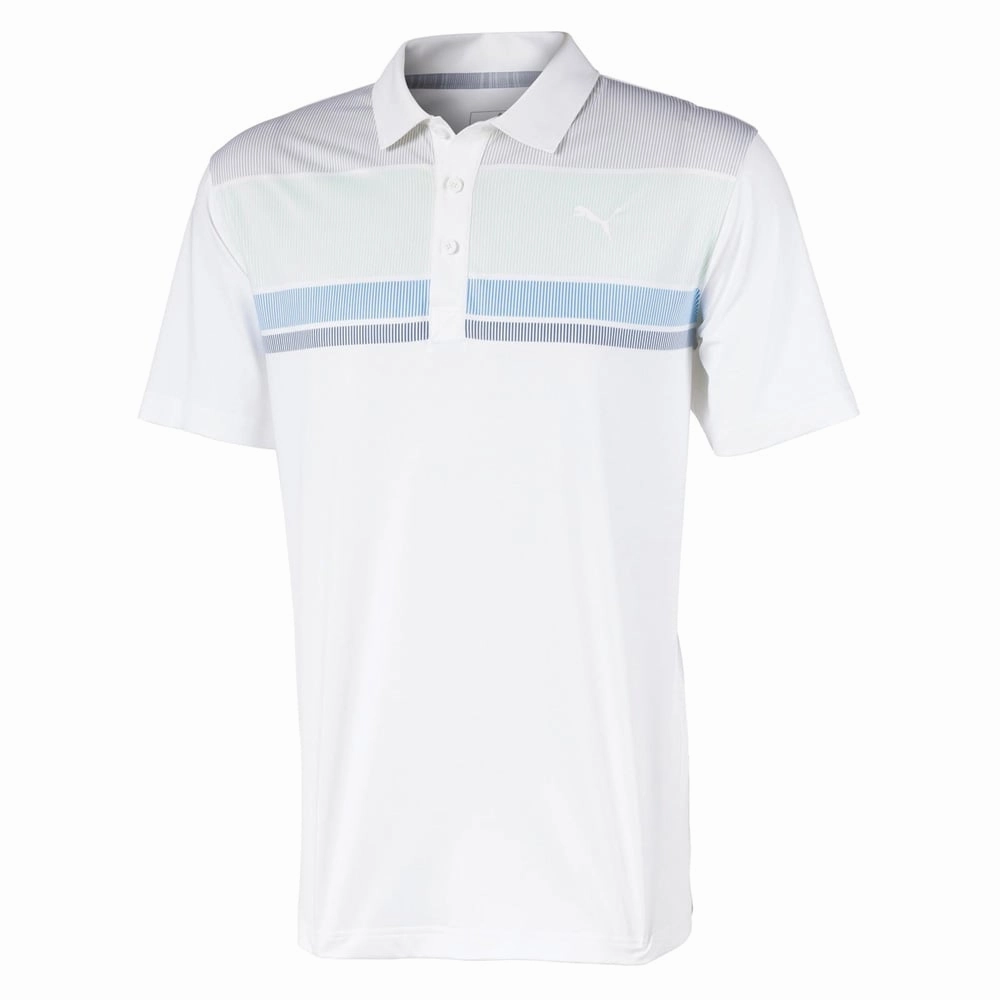 Puma Road Map Polo Shirt - Mist Green/Ibiza Blue High Quality Printing SunProtectionFabric