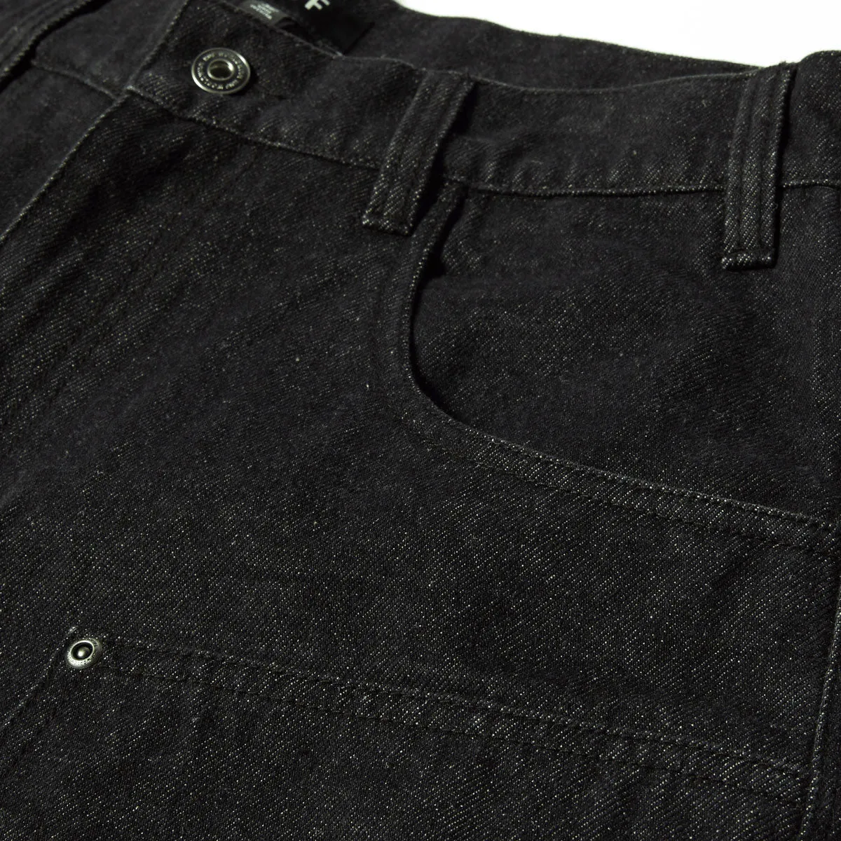 Functional Fit HUF Classic H Double Knee Denim Shorts - Black Denim