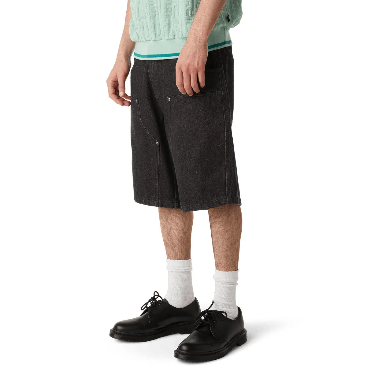 Cooling Mesh Lining HUF Classic H Double Knee Denim Shorts - Black Denim