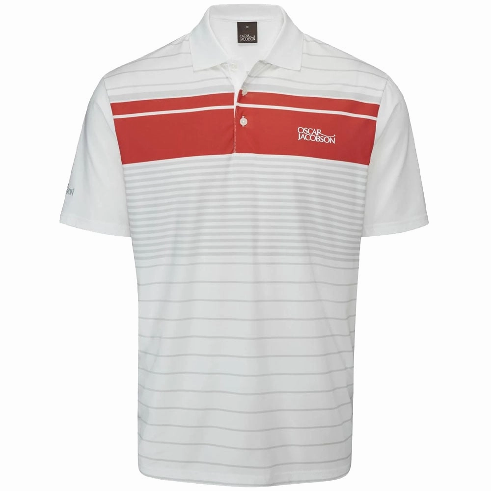 Limited Edition Summer Casual Oscar Jacobson Croft Polo Shirt - Jewel Red/Lunar Grey