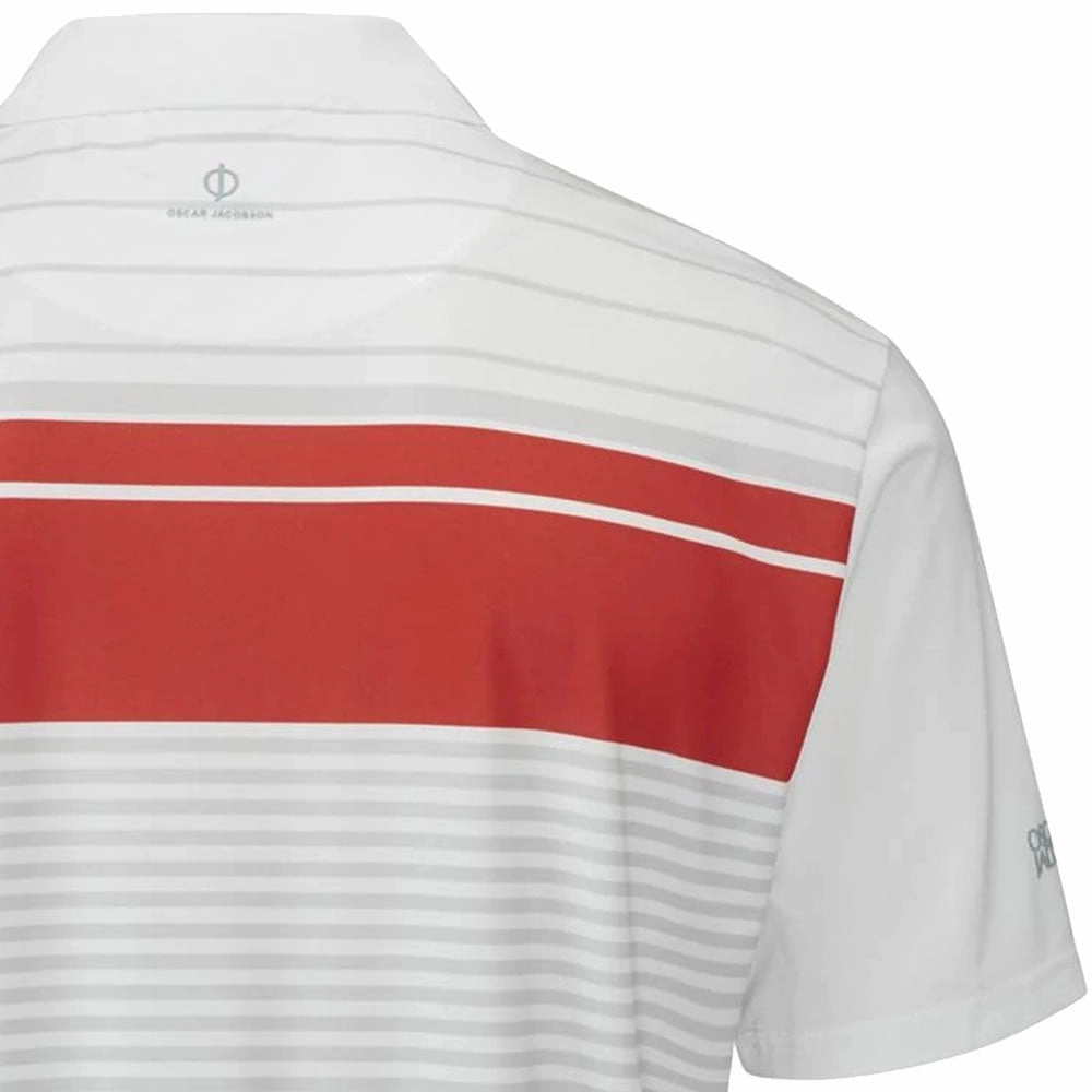 TexturedWeavePattern Oscar Jacobson Croft Polo Shirt - Jewel Red/Lunar Grey
