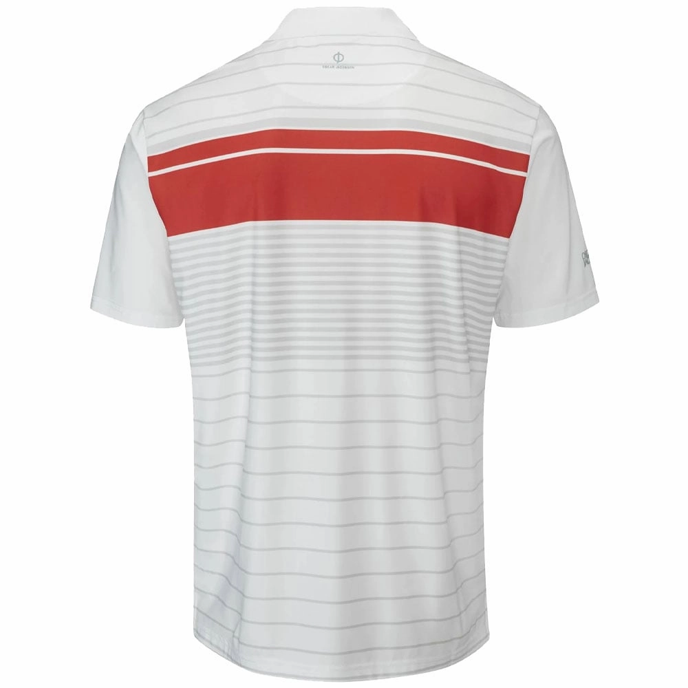 Raw Edge Hem Oscar Jacobson Croft Polo Shirt - Jewel Red/Lunar Grey