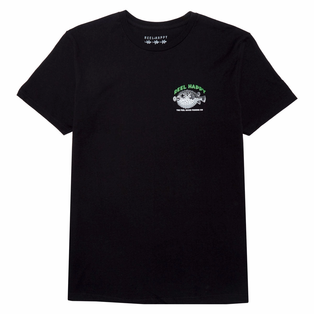Versatile Comfort Wear Scoop neck femininity Reel Happy Puff Puff Blaze T-Shirt - Black