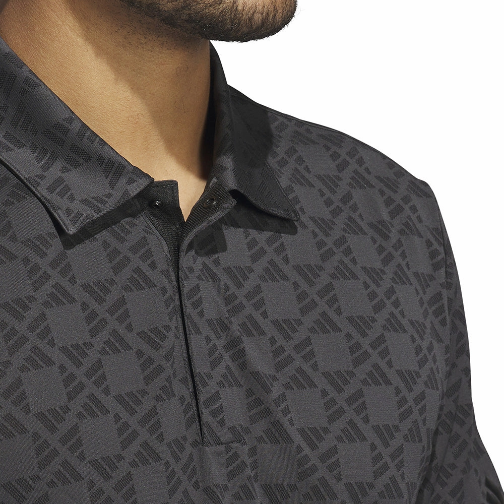adidas Ultimate365 Tour HEAT.RDY Jacquard Polo Shirt - Black Cozy Feel Minimalist Stitching
