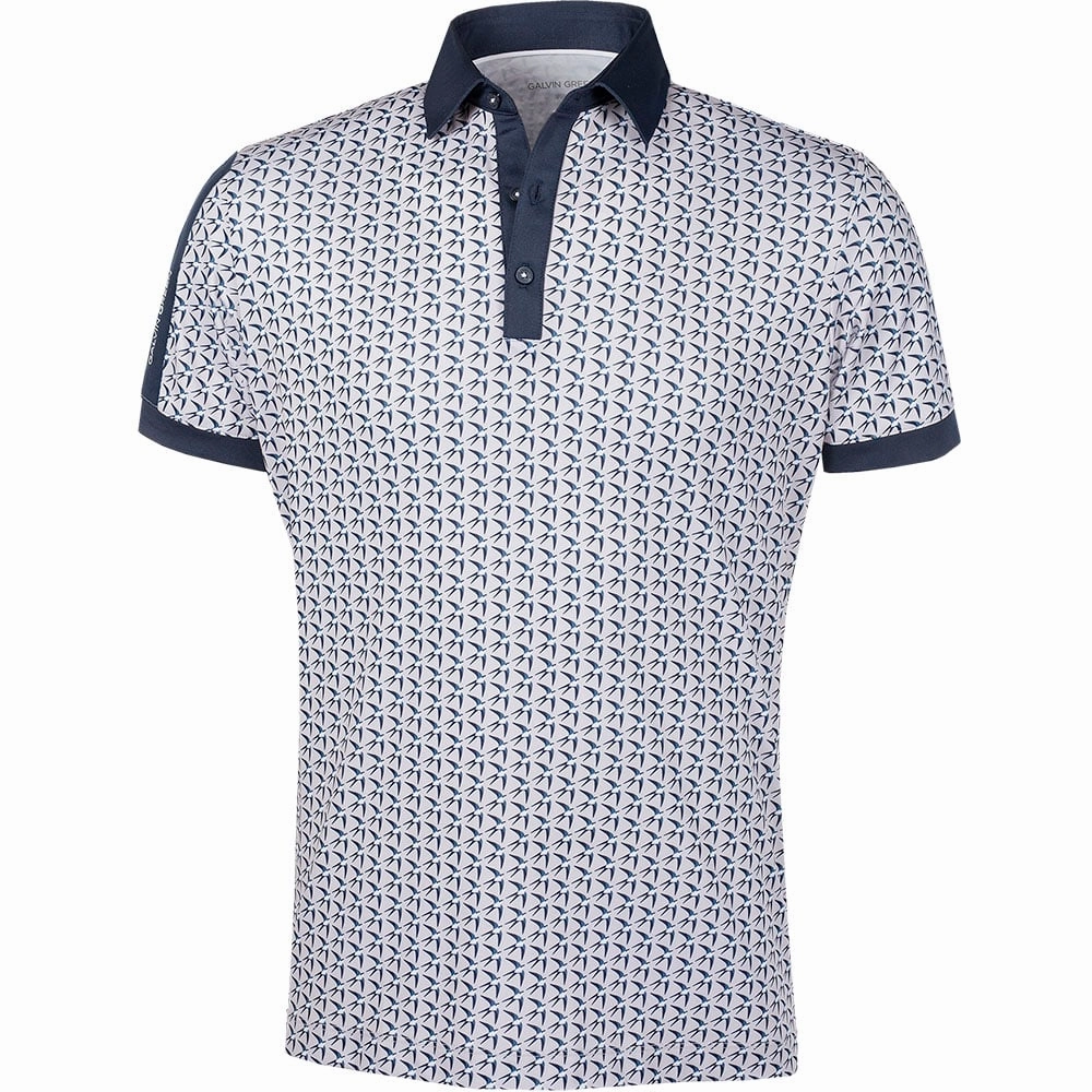 Galvin Green Malcolm Ventil8  Polo Shirt - Cool Grey/Navy/White mix and match