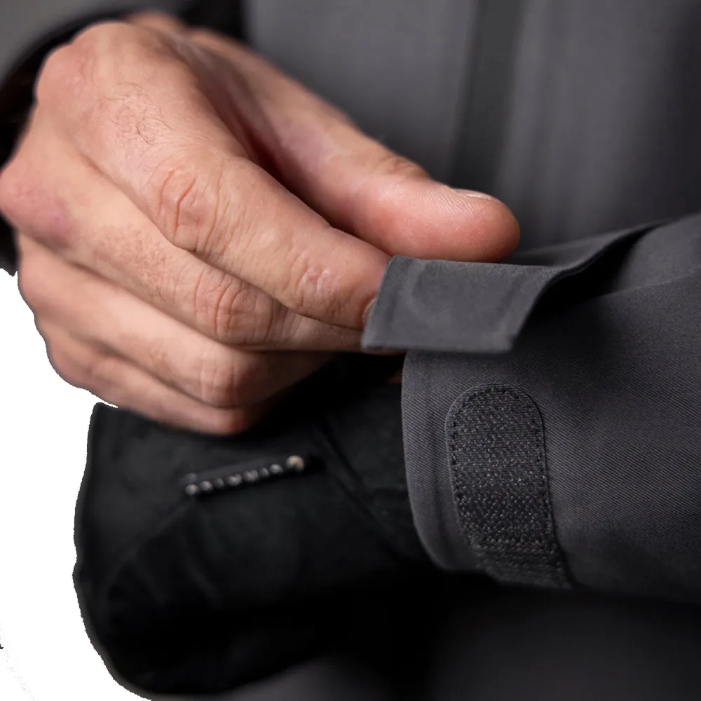 Sunderland Typhoon Waterproof Golf Jacket - Charcoal/Black/Inferno Reflective details FoldableStorageCapability