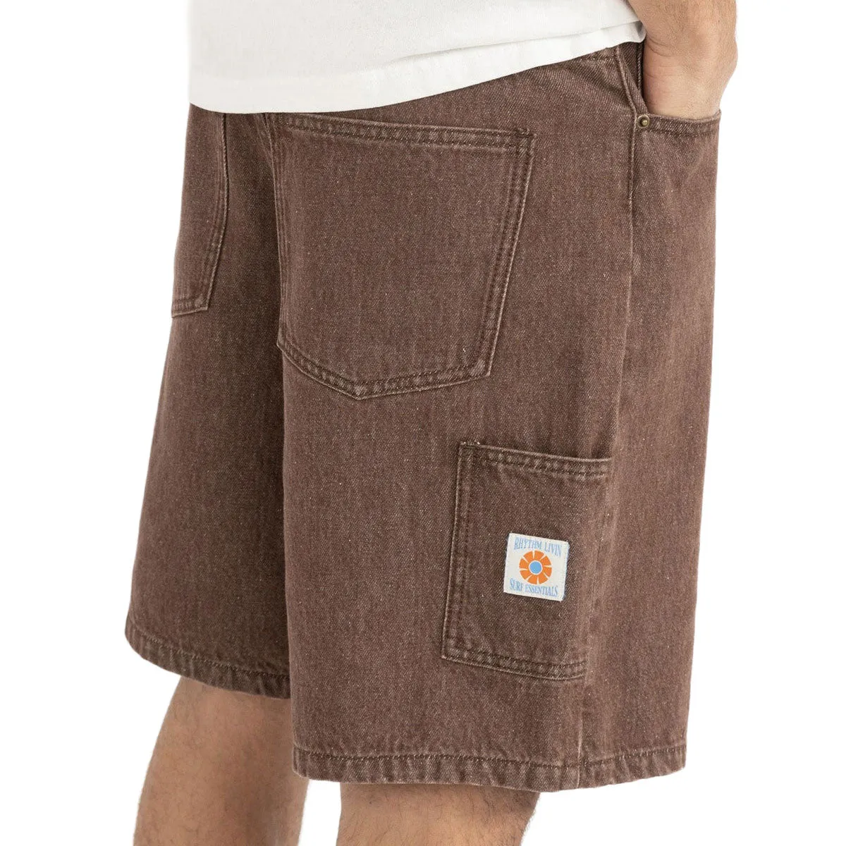 Moisture Wicking Material Rhythm Toby Denim Shorts - Washed Brown