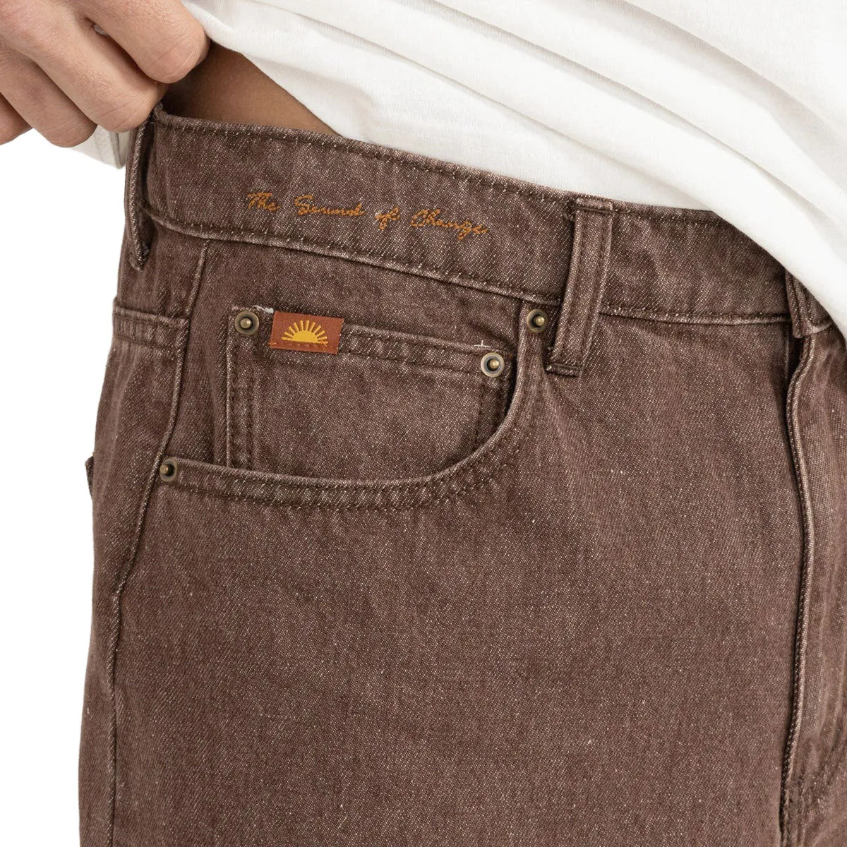 Rhythm Toby Denim Shorts - Washed Brown Flexible Hemline Anti Cling Technology
