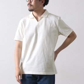 Heather Texture Finish Urban Fashion RE MADE IN TOKYO JAPAN / Dress Organic Cotton Skipper Polo Shirt