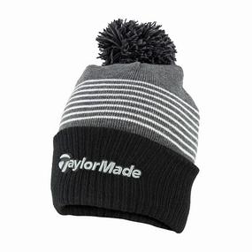 TaylorMade Bobble Beanie - Black/Grey/White Headwear Essential