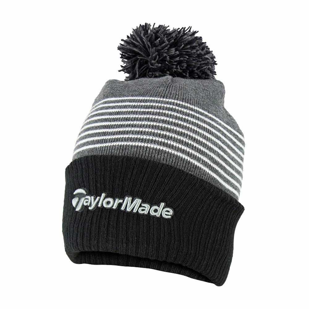 TaylorMade Bobble Beanie - Black/Grey/White Headwear Essential