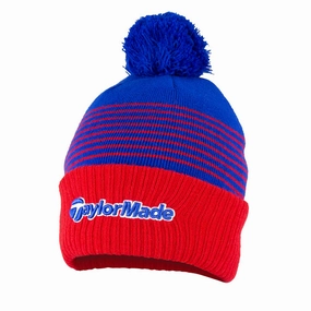 Elevated Basic Effortlessly Stylish TaylorMade Bobble Beanie - Red/Royal/White