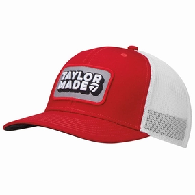 TaylorMade Retro Trucker Cap - Red/White Geometric Print Elevated Basic