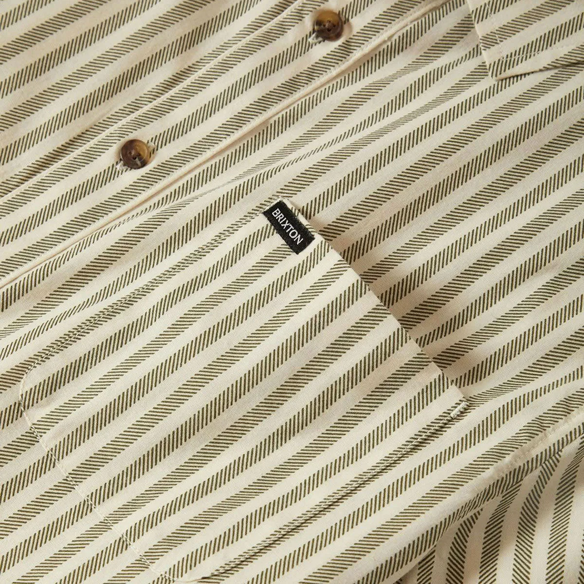 Fitted Design Brixton Charter Print Shirt - Whitecap/Ivy Green Stripe