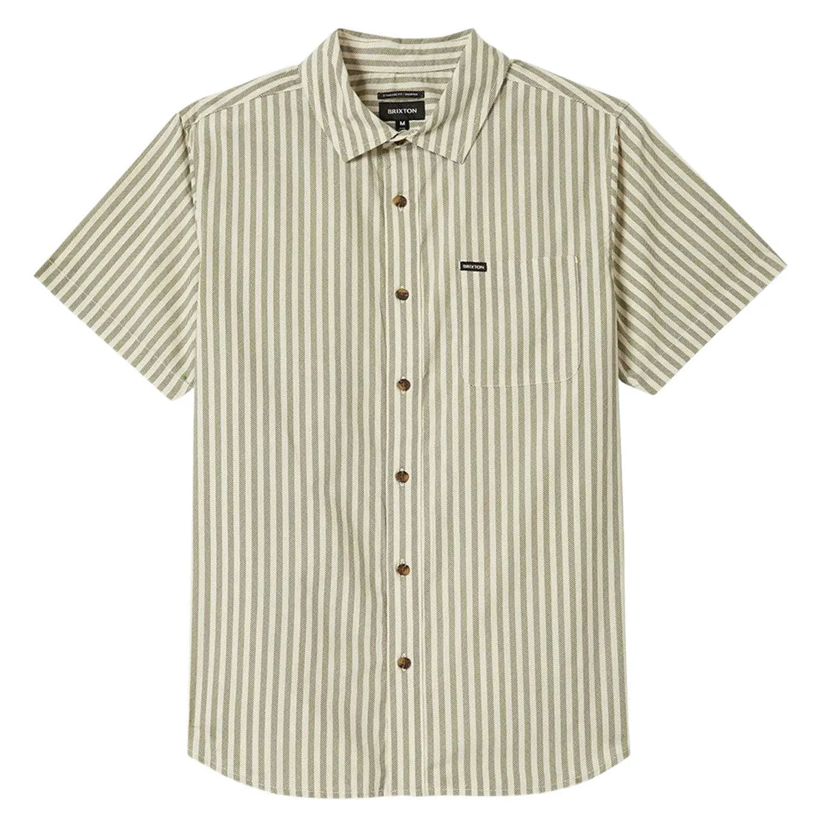 Graduation Ceremony First Date Brixton Charter Print Shirt - Whitecap/Ivy Green Stripe