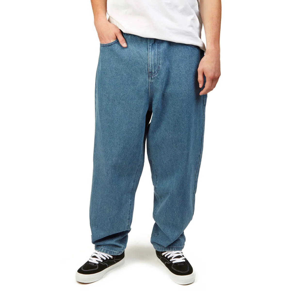 CCS Baggy Taper Denim Jeans - Medium Wash Zip Pocket