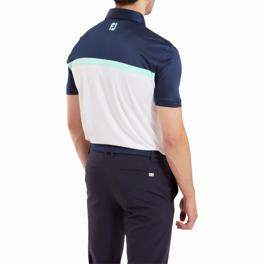Spandex Enhanced Elasticity FootJoy Colour Block Interlock Polo Shirt - White