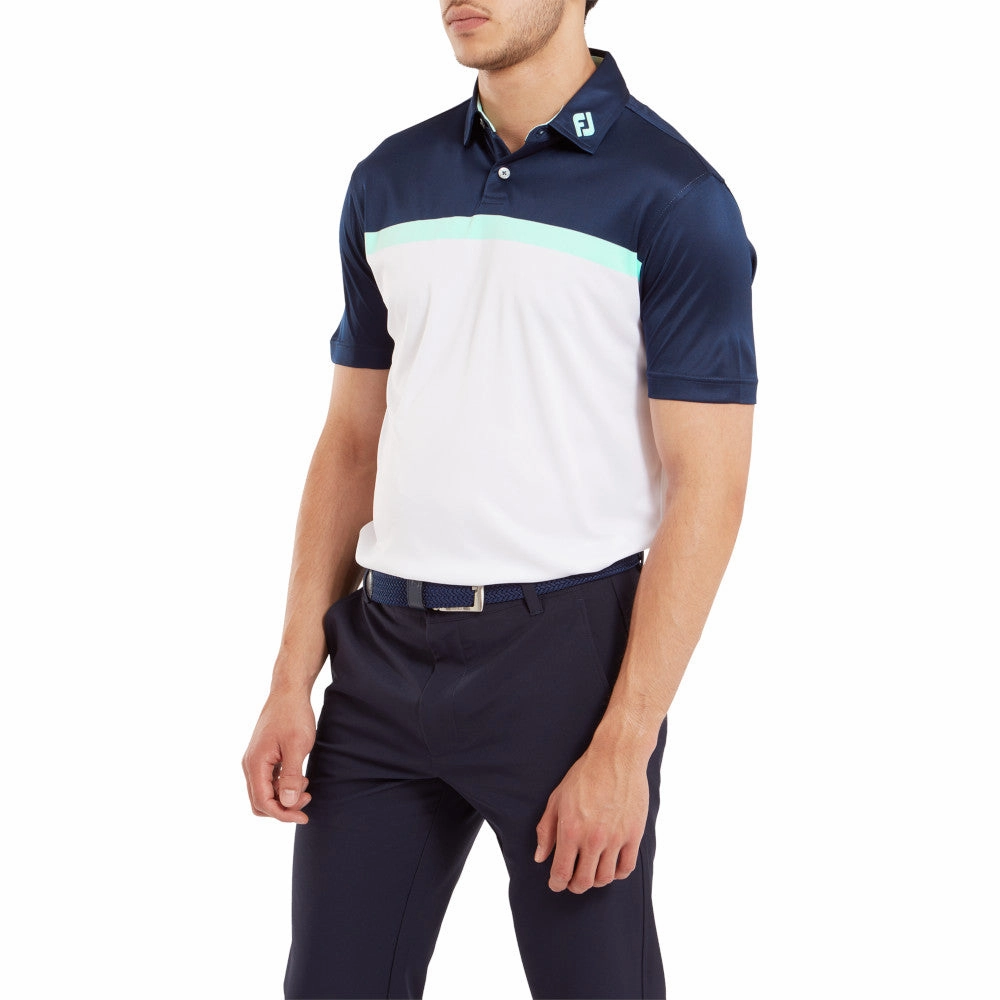 Comfortable Look FootJoy Colour Block Interlock Polo Shirt - White