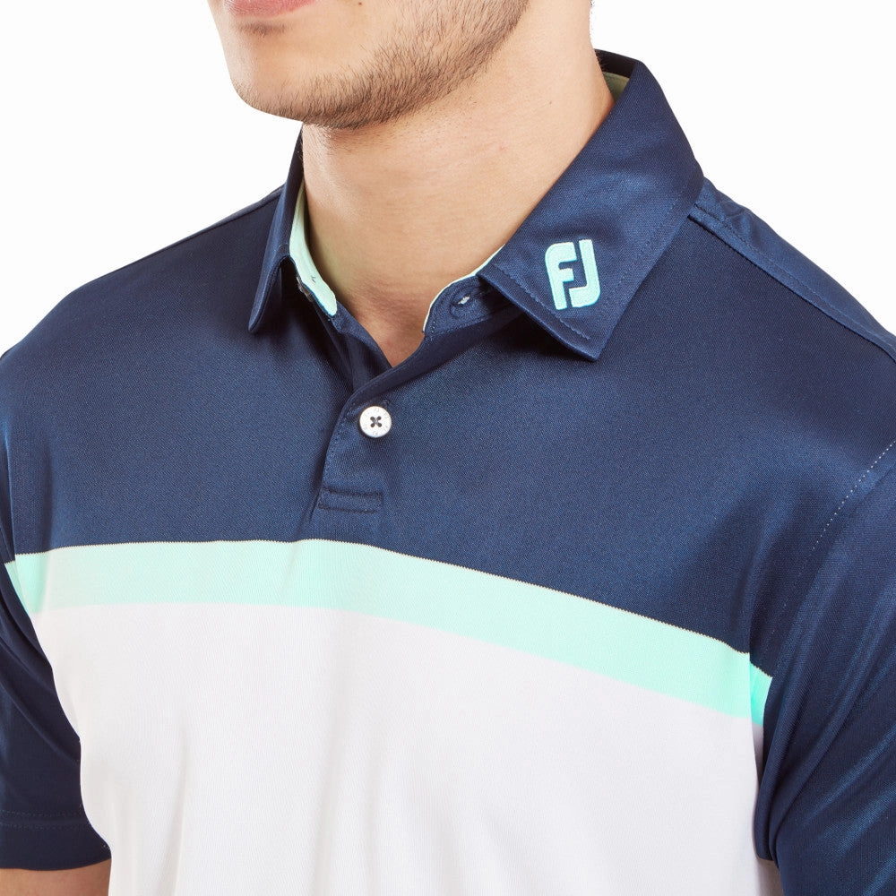 Sporty Comfort Wear Stylish and Comfortable FootJoy Colour Block Interlock Polo Shirt - White