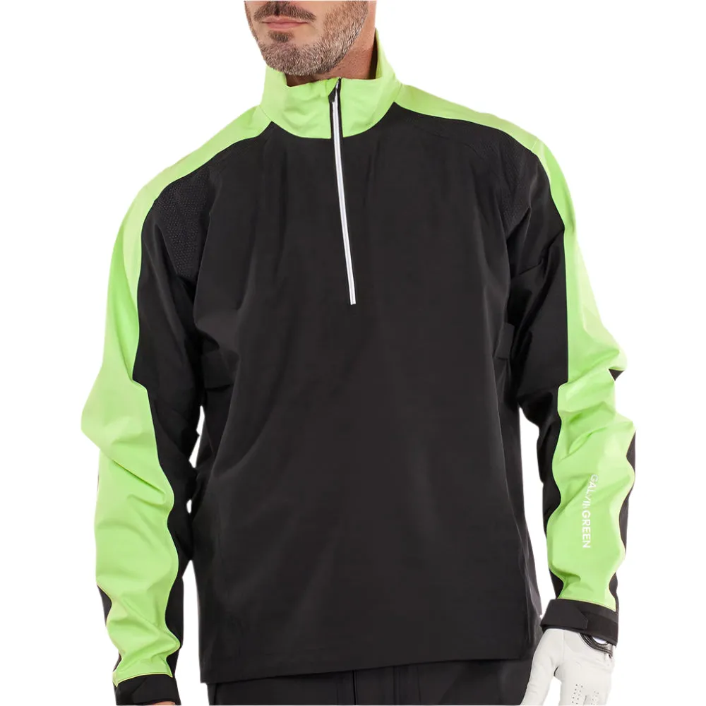 HighNeckDesign Waterproof Fabric Galvin Green Adam 1/4 Zip Waterproof Jacket - Black/Fresh Green