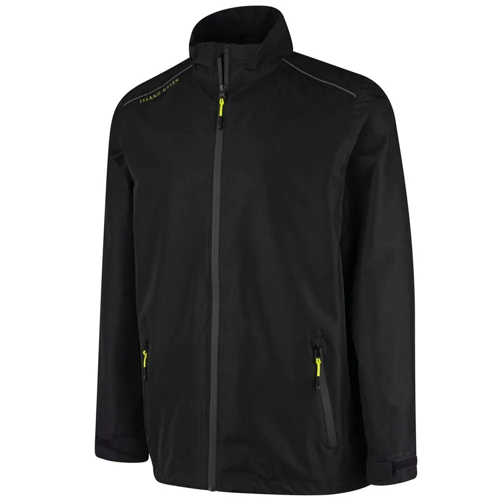 Kangaroo Pocket Island Green Waterproof Jacket - Black