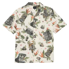 The Quiet Life Swanski Button Down Shirt - Tan Camouflage Print Moisture Management Tech