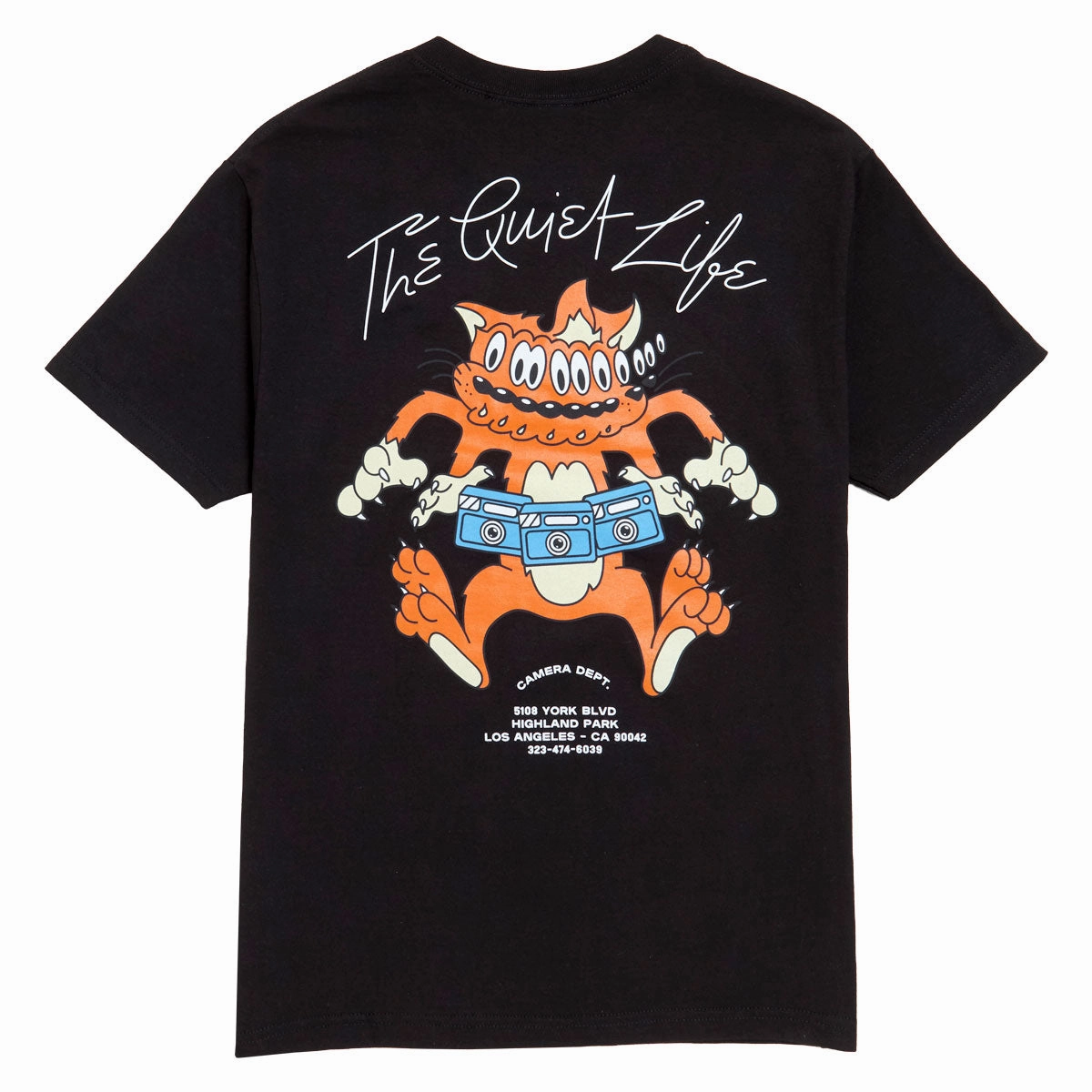 Crew Neck Design Thermal Regulation Layer The Quiet Life Shakey Cat T-Shirt - Black