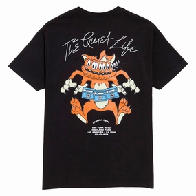 Crew Neck Design Thermal Regulation Layer The Quiet Life Shakey Cat T-Shirt - Black