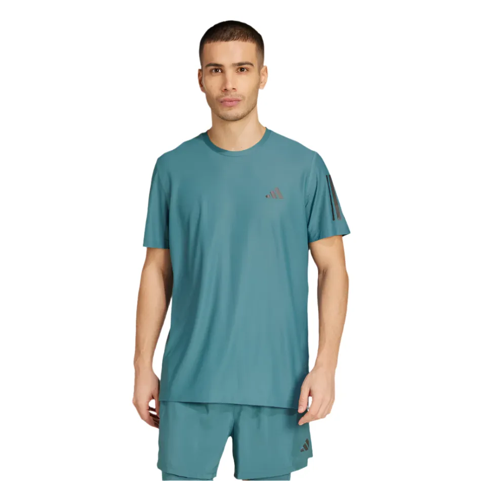 Adidas Men's Own The Run T-Shirt in Preloved Teal AW25 Zero Waste Production Relaxed Look