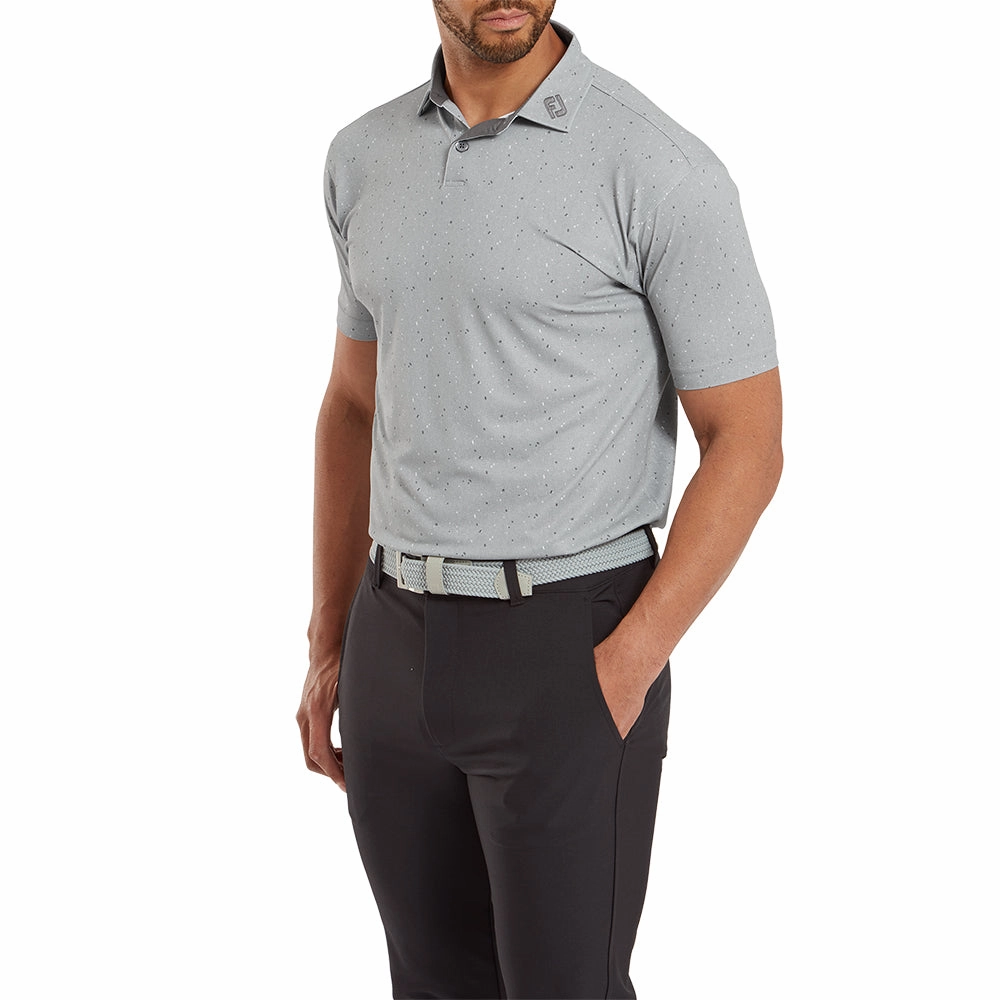 Anti Odor Technology FootJoy Tweed Texture Pique Polo Shirt - Grey Cliff