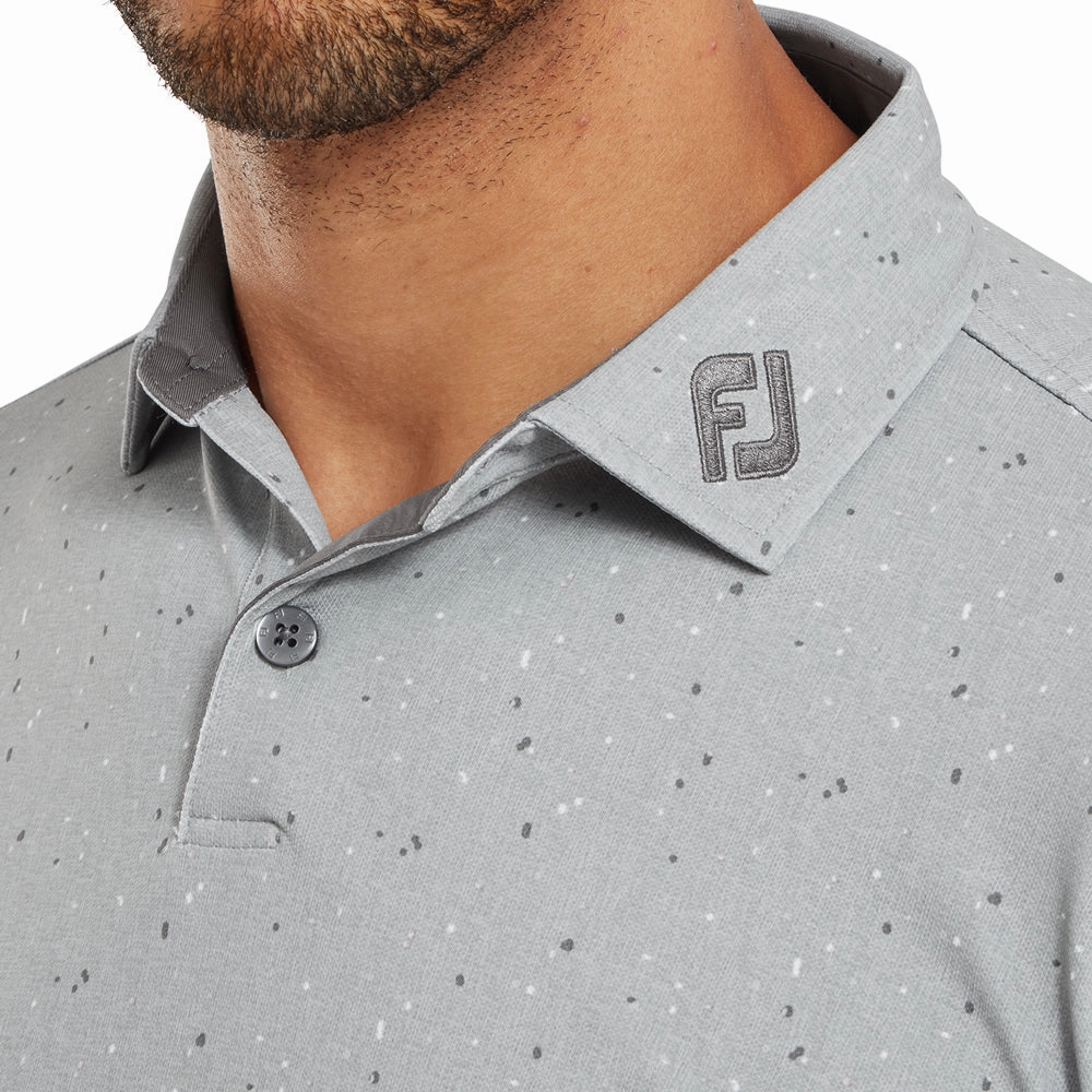 Bold Design Everyday Look FootJoy Tweed Texture Pique Polo Shirt - Grey Cliff