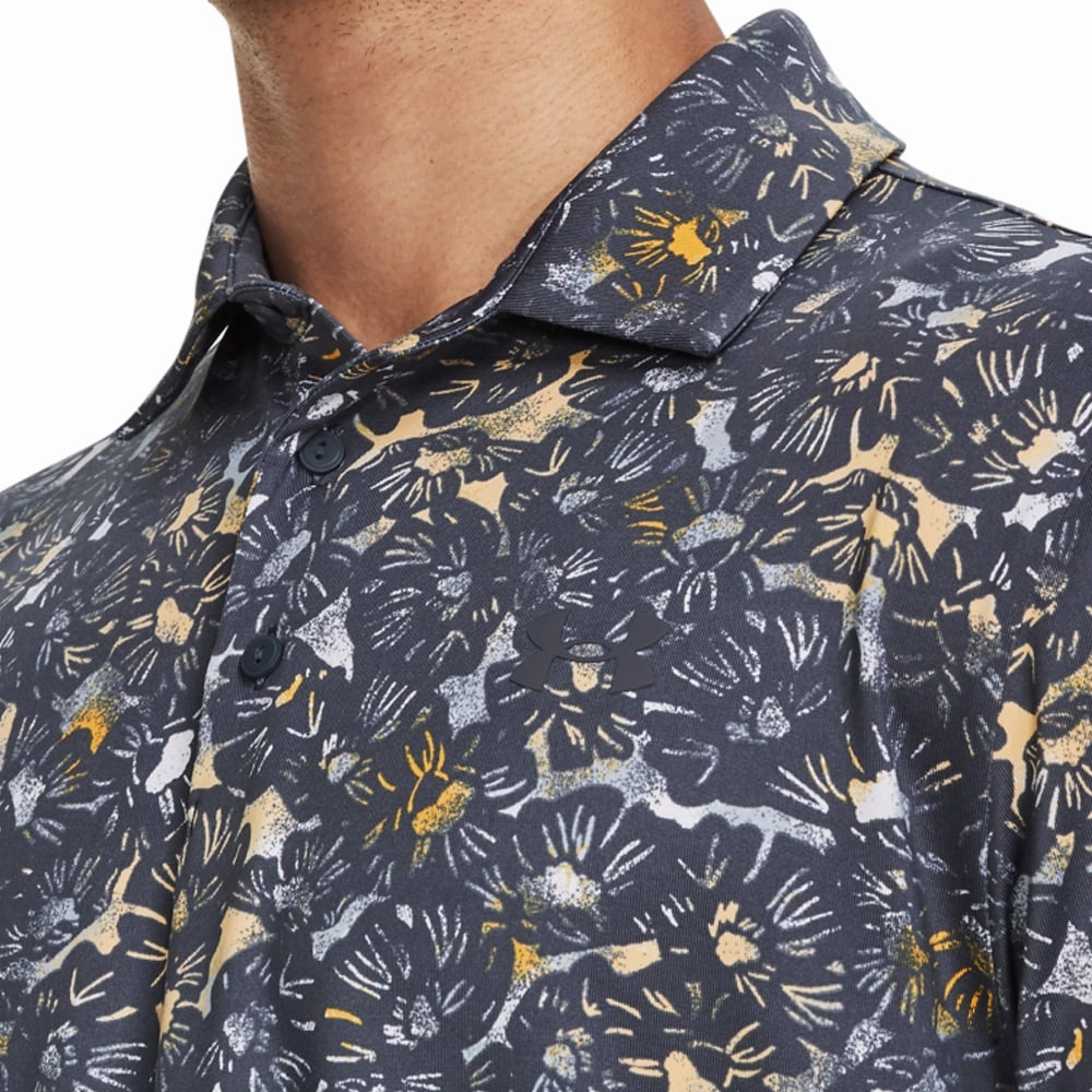Under Armour Playoff 3.0 Printed Polo Shirt - Downpour Grey/Mesa Yellow Trendy Vibes Light Comfort Style