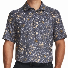 Under Armour Playoff 3.0 Printed Polo Shirt - Downpour Grey/Mesa Yellow Seasonal Comfort