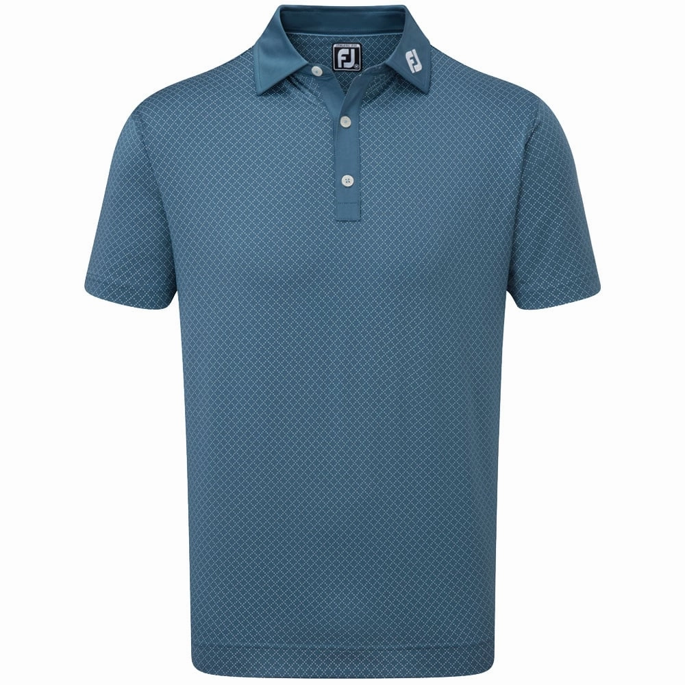 Cotton Blend Casual Statement FootJoy Diamond Dot Print Lisle Polo Shirt - Ink/White