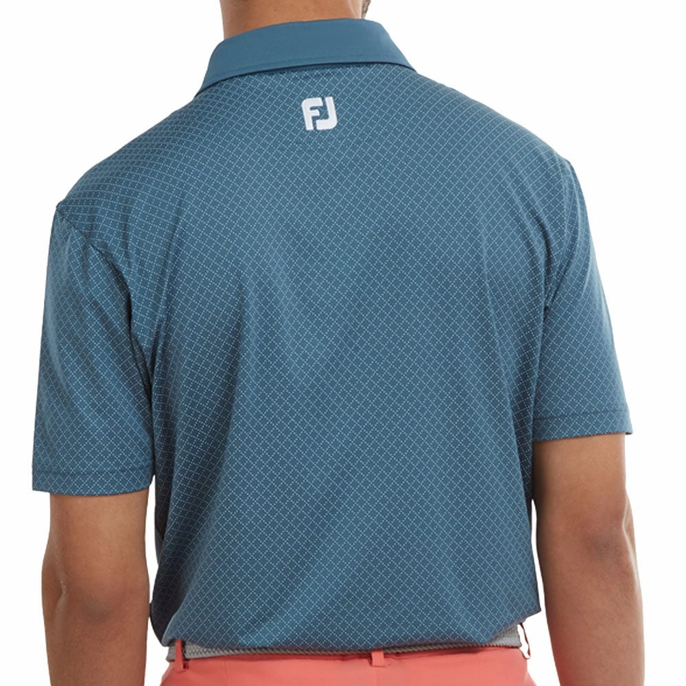 FootJoy Diamond Dot Print Lisle Polo Shirt - Ink/White Comfy All-Day Outdoor Activity