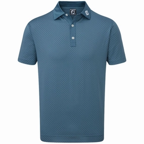 Cotton Blend Casual Statement FootJoy Diamond Dot Print Lisle Polo Shirt - Ink/White