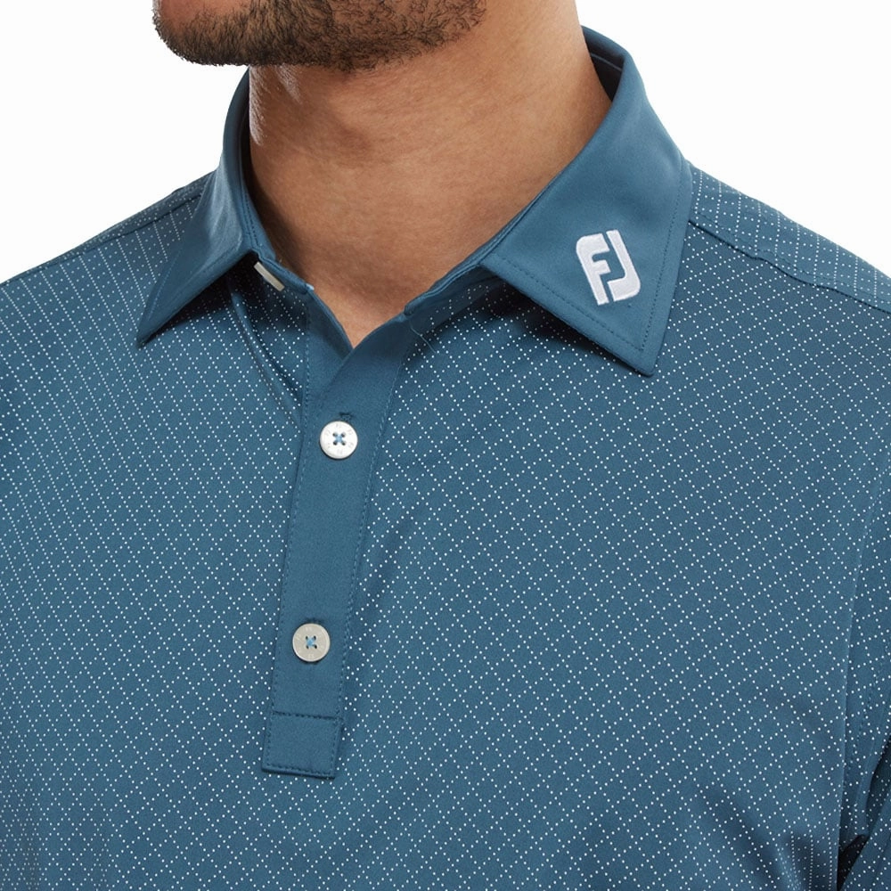 FootJoy Diamond Dot Print Lisle Polo Shirt - Ink/White Effortless Fashion Essential Wardrobe