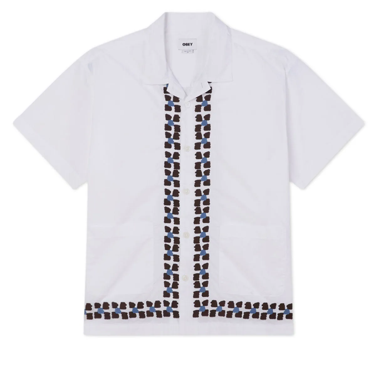 Obey Ruben Woven Shirt - White Multi Unisex Option Minimalist Closure