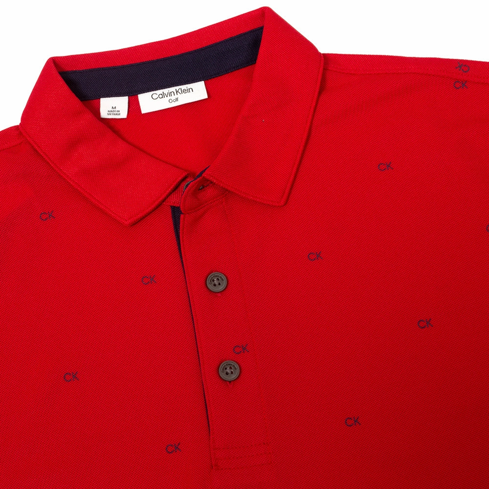 Spandex Enhanced Elasticity Popular Calvin Klein Monogram Polo Shirt - Red