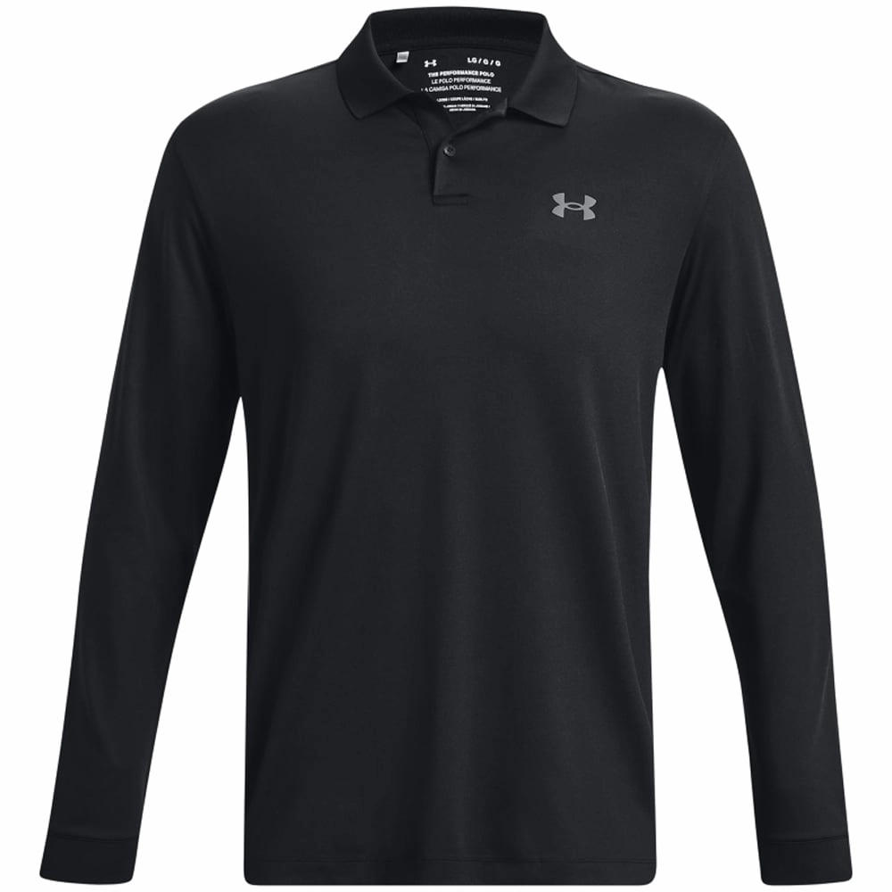 spring fashion Chic Casual Wear Under Armour Performance 3.0 Long Sleeve Polo Shirt - Black