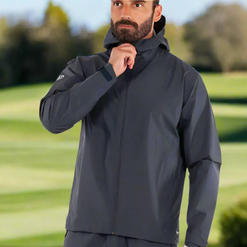 Galvin Green Akron Waterproof Hooded Jacket - Navy Moisture Wicking Finish Subtle Texture